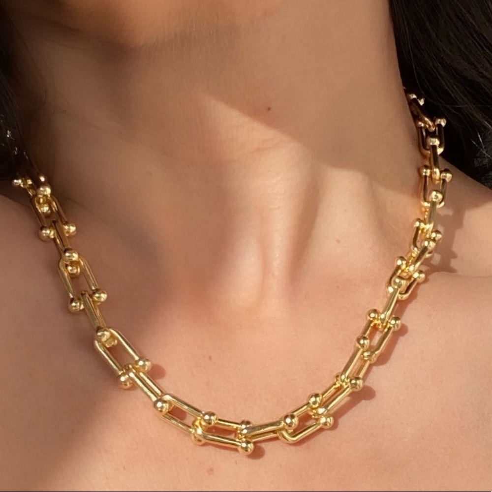 Link hardware chain necklace 14k gold filled